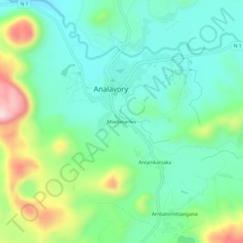 Miadanarivo topographic map, elevation, terrain