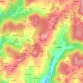 Rendos topographic map, elevation, terrain