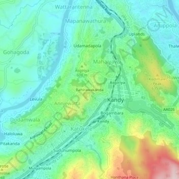 Bahirawakanda topographic map, elevation, terrain