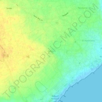 Arkou topographic map, elevation, terrain