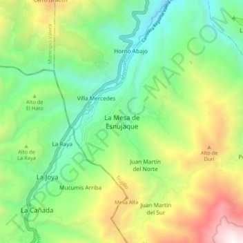La Mesa de Esnujaque topographic map, elevation, terrain