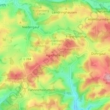 Agathaberg topographic map, elevation, terrain