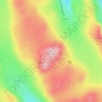 Legges Tor topographic map, elevation, terrain