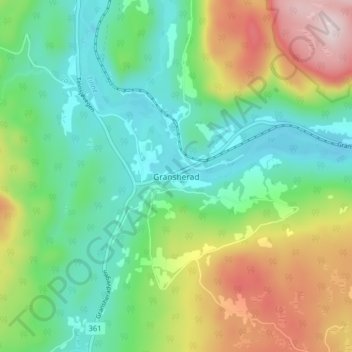 Gransherad topographic map, elevation, terrain