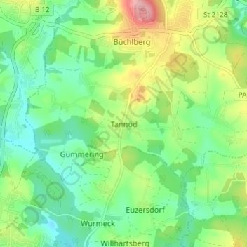 Tannöd topographic map, elevation, terrain