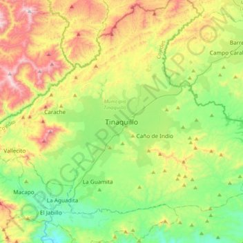 Tinaquillo topographic map, elevation, terrain