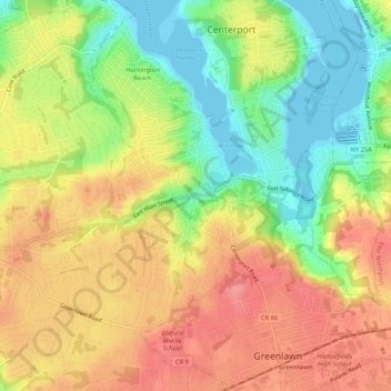 Centerport topographic map, elevation, terrain