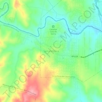 Santa Mónica topographic map, elevation, terrain