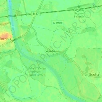 Werdau topographic map, elevation, terrain