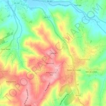 Capelas topographic map, elevation, terrain