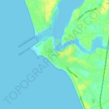 Chaliyam topographic map, elevation, terrain