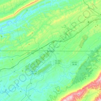 Bristol topographic map, elevation, terrain