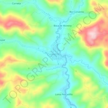 Convento topographic map, elevation, terrain
