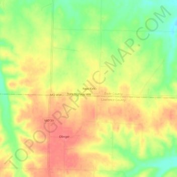New Kirk topographic map, elevation, terrain