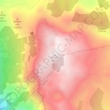 Dinara topographic map, elevation, terrain