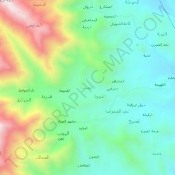 Al Jubb topographic map, elevation, terrain