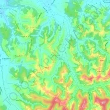 Crespina topographic map, elevation, terrain