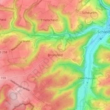 Bronsfeld topographic map, elevation, terrain