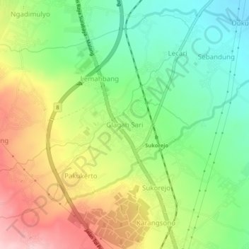 Glagah Sari topographic map, elevation, terrain