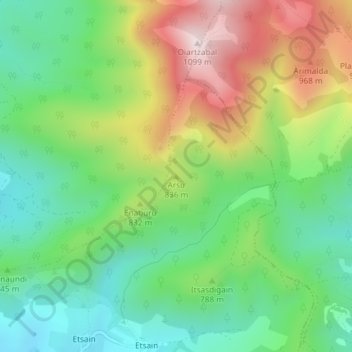 Arsu topographic map, elevation, terrain