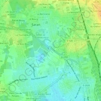 Le Pensier topographic map, elevation, terrain