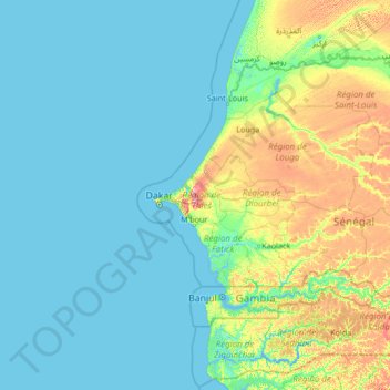Thiès topographic map, elevation, terrain