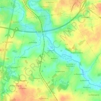 L'Yonnière topographic map, elevation, terrain
