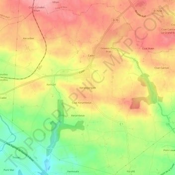 Kerangargam topographic map, elevation, terrain