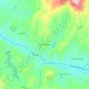 Sequoyah Woods topographic map, elevation, terrain