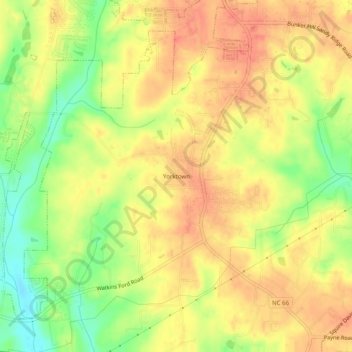 Yorktown topographic map, elevation, terrain