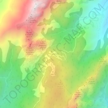 Bavella topographic map, elevation, terrain