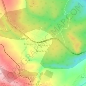 Keroka topographic map, elevation, terrain