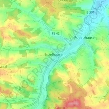 Enzelhausen topographic map, elevation, terrain