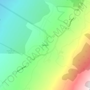 Keokea topographic map, elevation, terrain