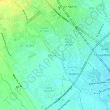 Magliman topographic map, elevation, terrain