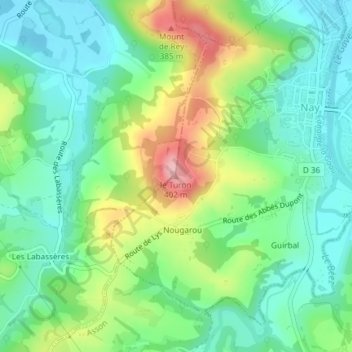 le Turon topographic map, elevation, terrain