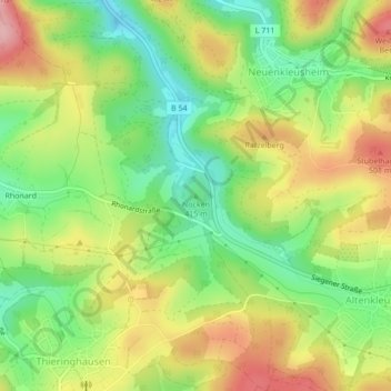 Nocken topographic map, elevation, terrain