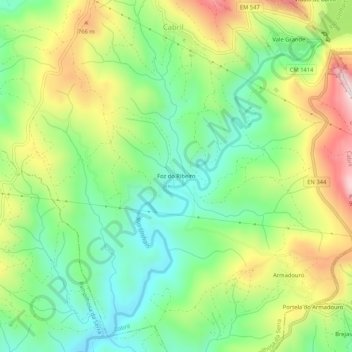Foz do Ribeiro topographic map, elevation, terrain