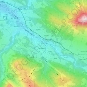 Brunnau topographic map, elevation, terrain