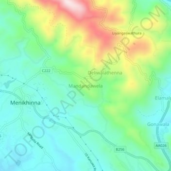 Mandandawela topographic map, elevation, terrain