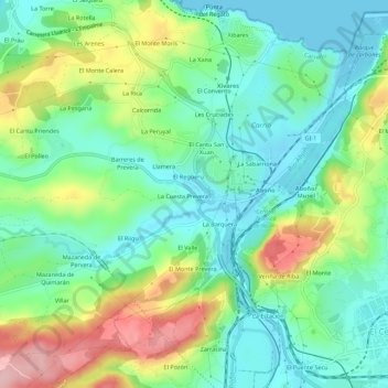 El Empalme topographic map, elevation, terrain