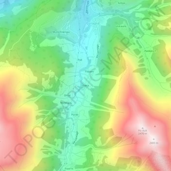 Platta topographic map, elevation, terrain