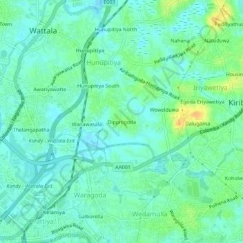 Dippitigoda topographic map, elevation, terrain