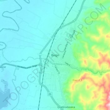 Buga topographic map, elevation, terrain