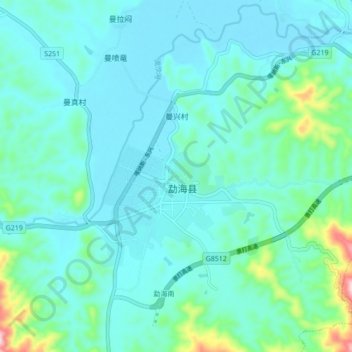 勐海镇 topographic map, elevation, terrain