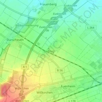 Elsig topographic map, elevation, terrain
