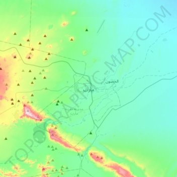 Marib topographic map, elevation, terrain