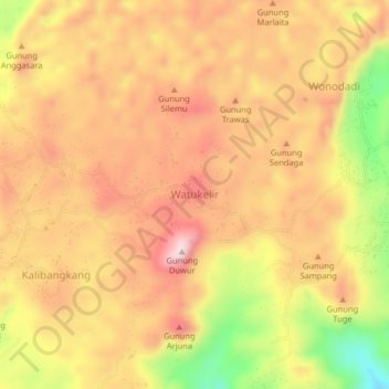 Watukelir topographic map, elevation, terrain