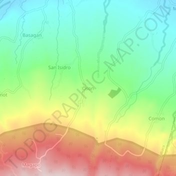 Oson topographic map, elevation, terrain
