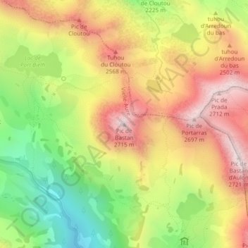 Pic de Bastan topographic map, elevation, terrain